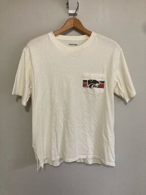 Captivating K-State Cream Short Sleeve Pocket Tee Striped Powercat Accent Large